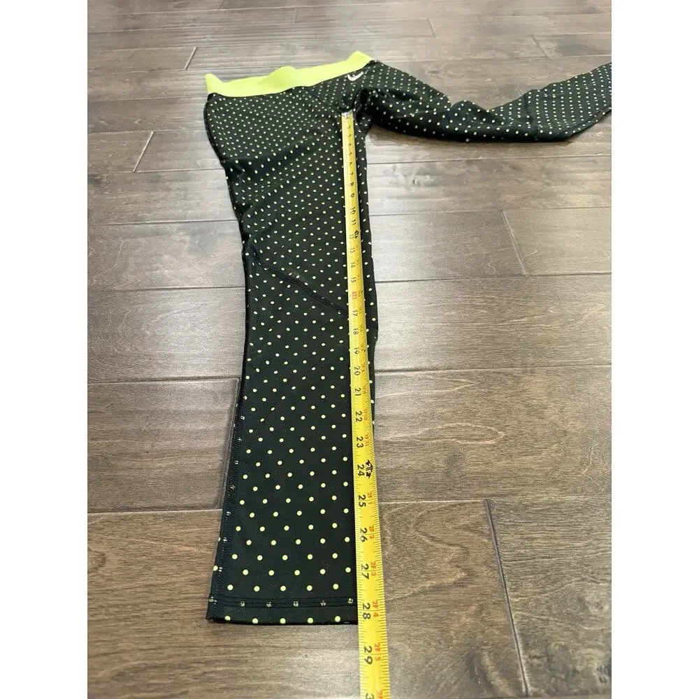 Nike Pro Womens Green Polka Dots Dri-Fit Leggings Pull On Pants Size S 577166